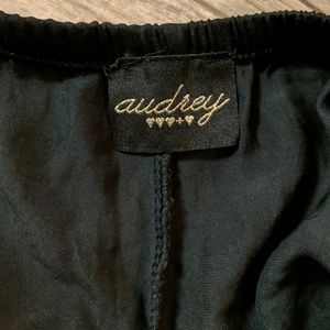 audrey Shorts - Audrey Black Satin and Leather Shorts audrey Shorts - Audrey Black Satin and Leather Shorts